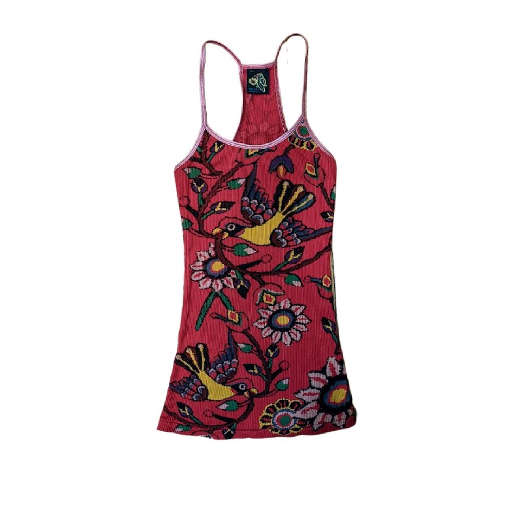 Free People Red Floral Graphic Tank Top Cami Small